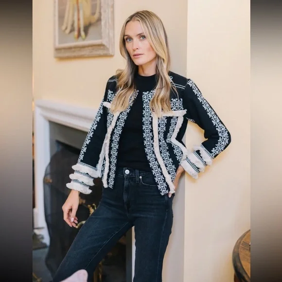Julia Amory Black Fringe Jacket Medium NWT rare - Picture 1 of 3